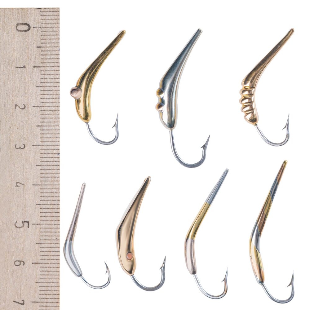 Набор утяжелённых блёсен с крючком из нержавейки с зазубриной на окуня/сига/навагу
